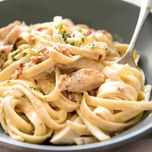 Pasta Carbonara with Chicken and Bacon